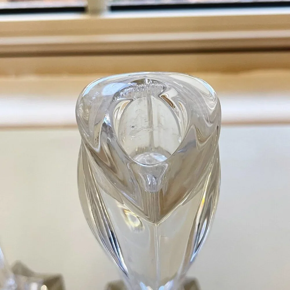 Lenox Arctic Bloom Crystal Candlesticks Pair Set of 2 Germany Signed